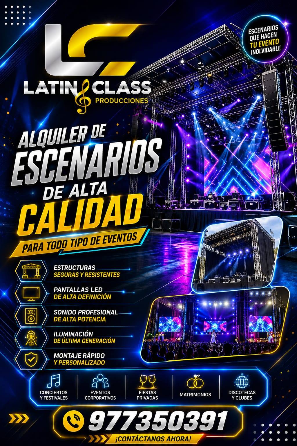 Alquiler de escenarios y estructuras Latin Class
